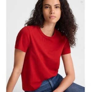 Madewell Top XS The Perfect Crewneck Tee Red Allday Jersey Classic Fit NS581